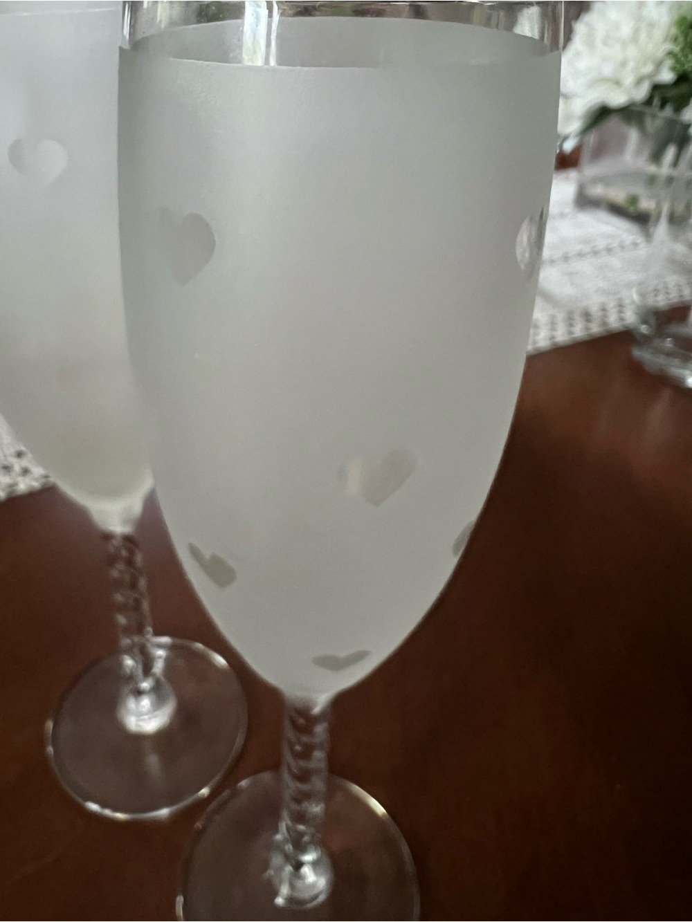 Frosted Heart Champagne Flutes - Set of 2